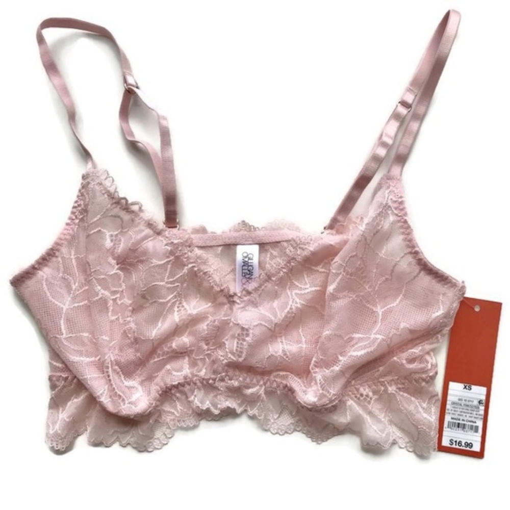Floral Lace Bralette Crystal Pink NWT